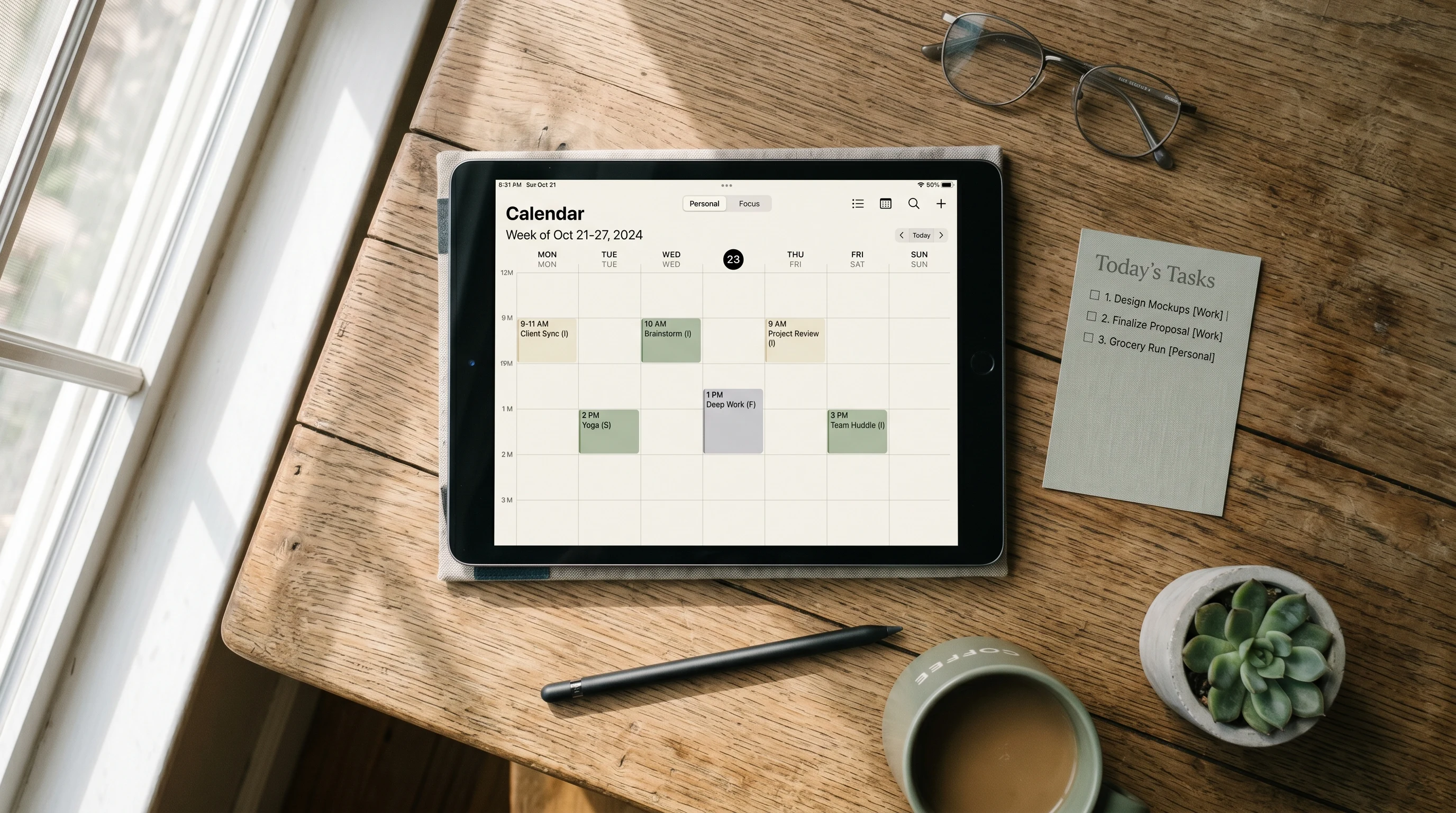 Calendar and task interface demonstrating time-topology awareness in ai project planner